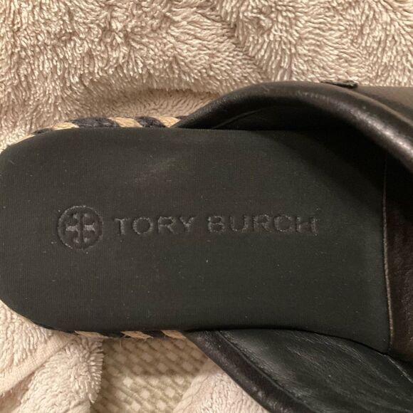 Tory Burch Leather CRISSCROSS ESPADRILLE SLIDE - Picture 8 of 11